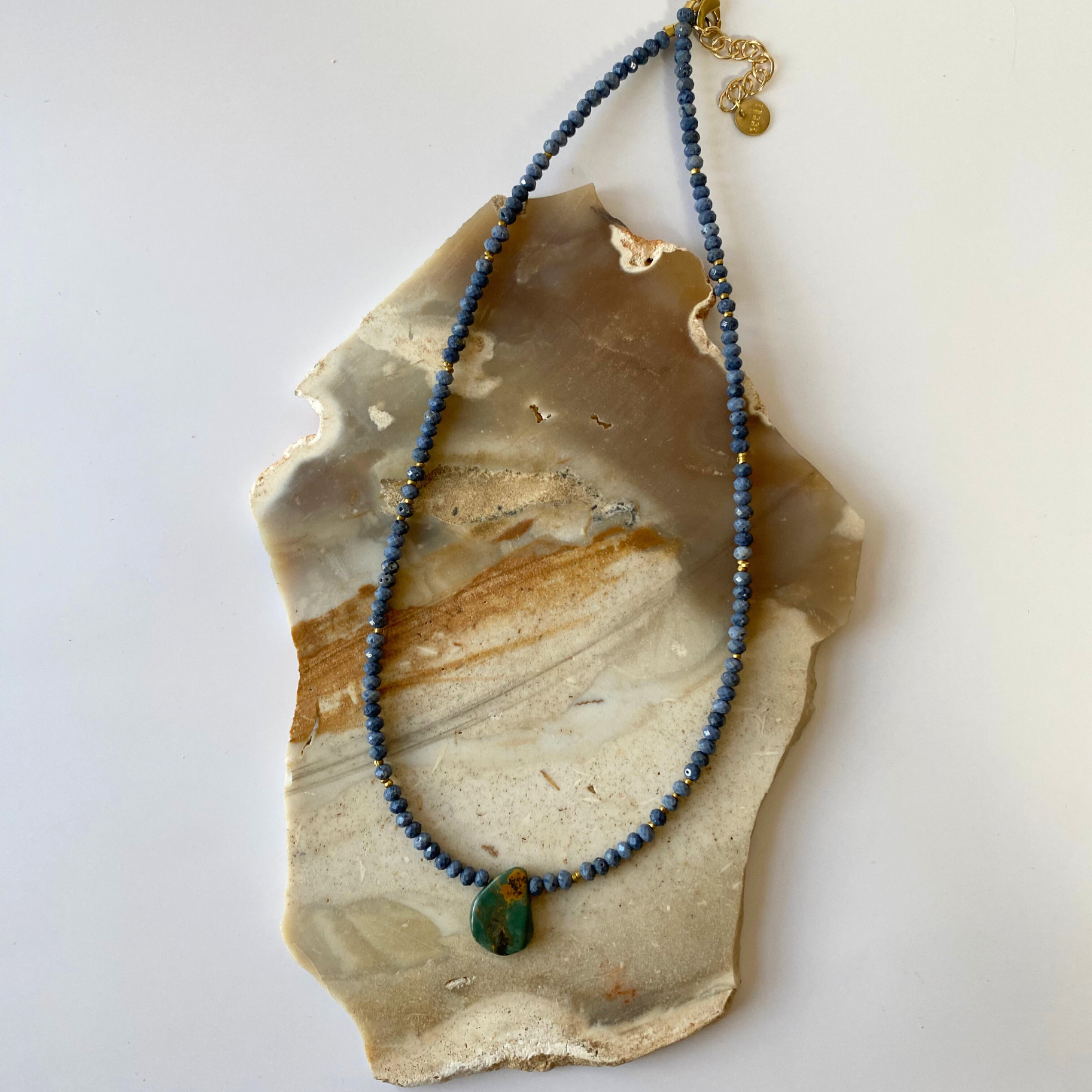 Short Beaded Stone Pendant Semi-precious Bead Necklace