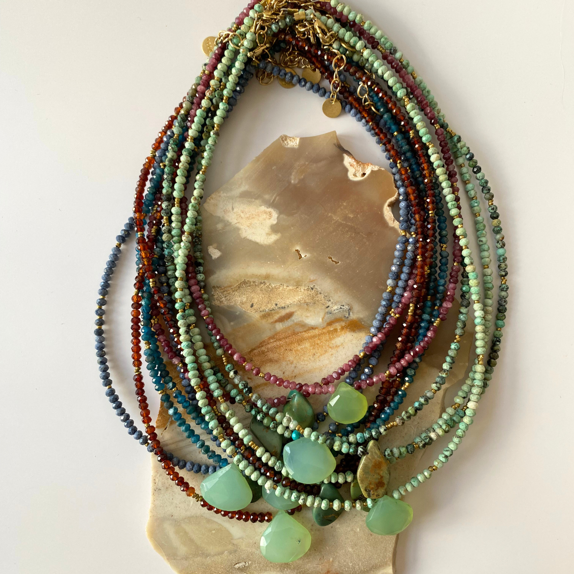 Short Beaded Stone Pendant Semi-precious Bead Necklace