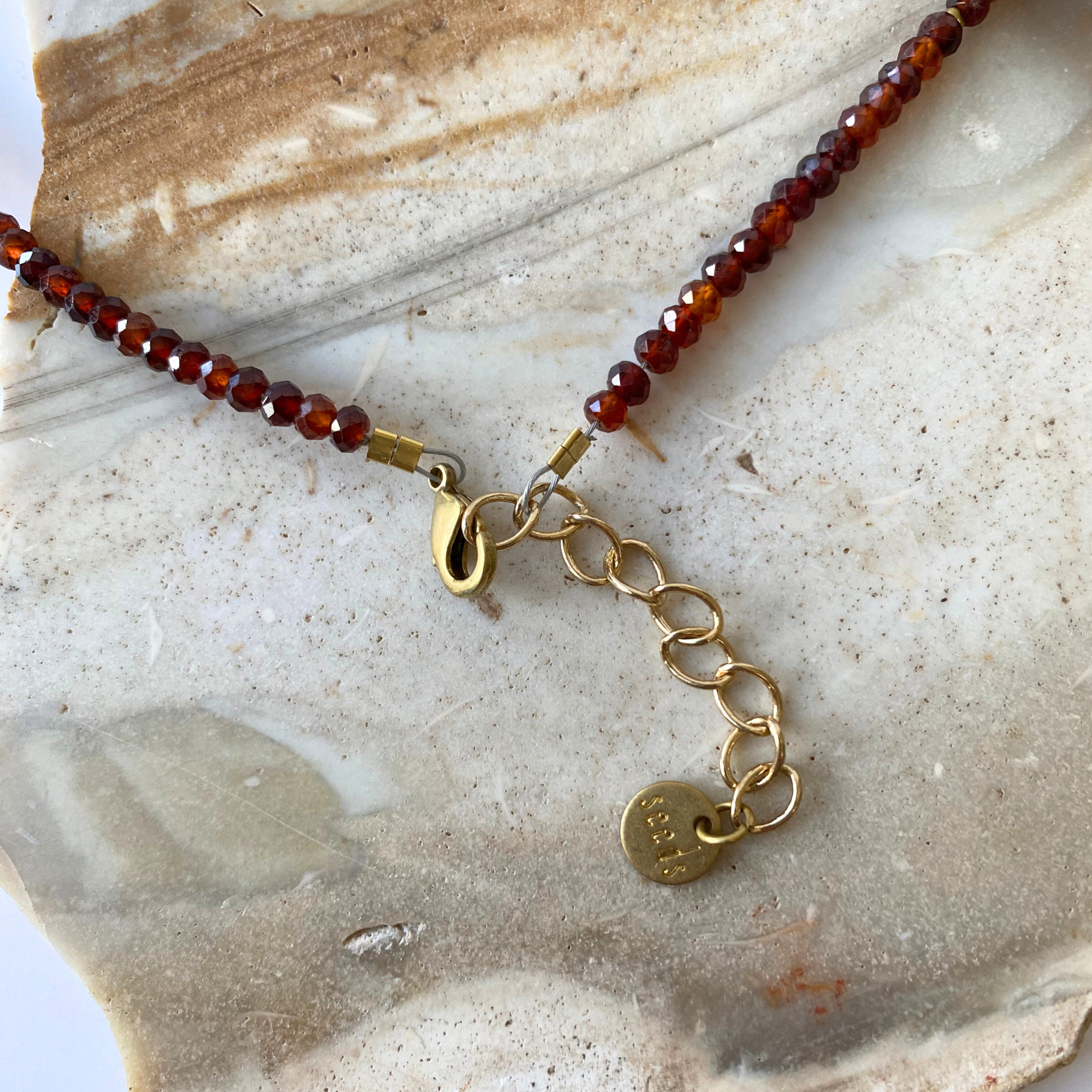 Short Beaded Stone Pendant Semi-precious Bead Necklace