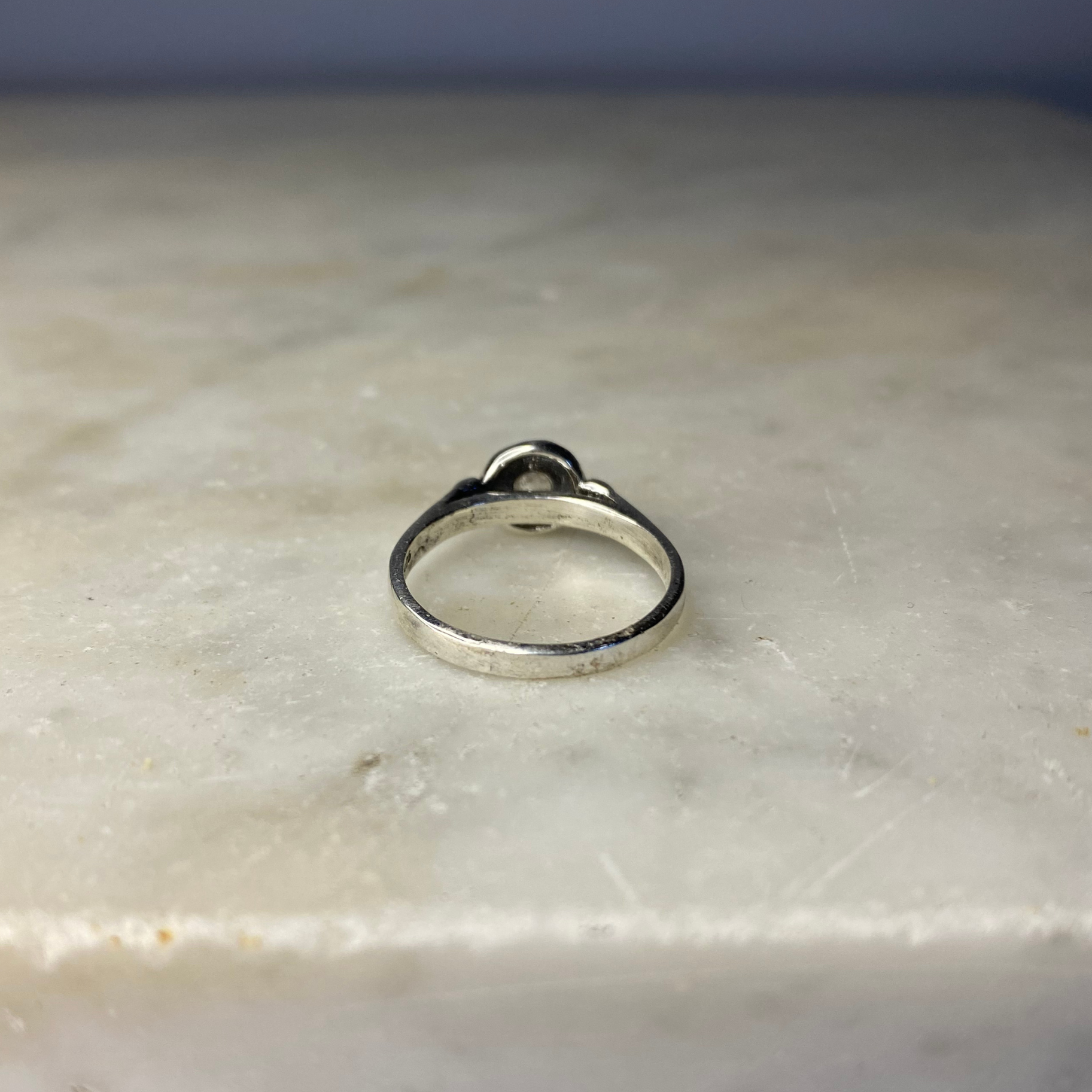 Dot Banded Sterling Silver Stone Ring