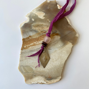 Melinda Necklace | Silk Vintage Metal Pendants Ghana Glass