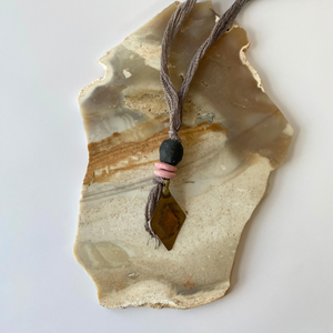 Melinda Necklace | Silk Vintage Metal Pendants Ghana Glass