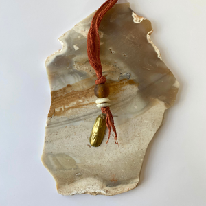 Melinda Necklace | Silk Vintage Metal Pendants Ghana Glass
