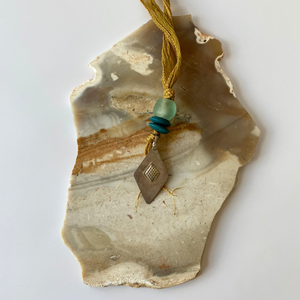 Melinda Necklace | Silk Vintage Metal Pendants Ghana Glass
