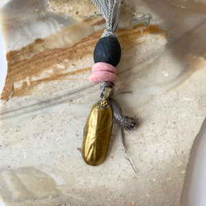Melinda Necklace | Silk Vintage Metal Pendants Ghana Glass