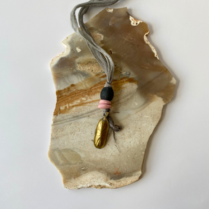 Melinda Necklace | Silk Vintage Metal Pendants Ghana Glass