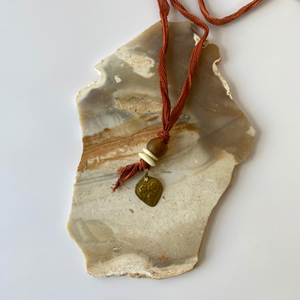 Melinda Necklace | Silk Vintage Metal Pendants Ghana Glass