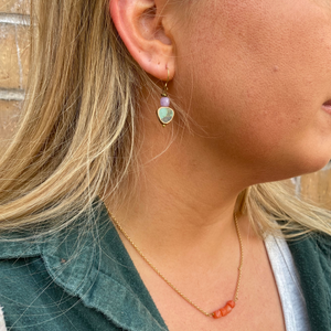Turquoise Stone Gold Vermeil Earrings | Cube Stone Beads