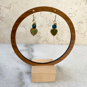 Turquoise Stone Gold Vermeil Earrings | Cube Stone Beads