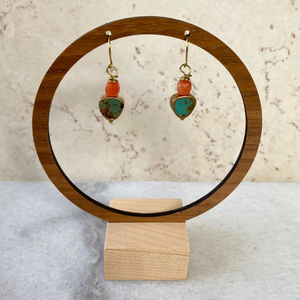 Turquoise Stone Gold Vermeil Earrings | Cube Stone Beads