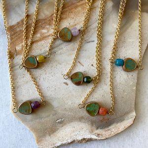 Triangle Turquoise Gold Vermeil Necklace | Stone Cubes