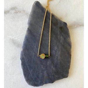 Triangle Turquoise Gold Vermeil Necklace | Stone Cubes