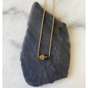 Triangle Turquoise Gold Vermeil Necklace | Stone Cubes