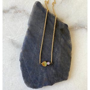 Triangle Turquoise Gold Vermeil Necklace | Stone Cubes