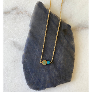 Triangle Turquoise Gold Vermeil Necklace | Stone Cubes