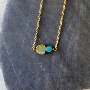 Triangle Turquoise Gold Vermeil Necklace | Stone Cubes