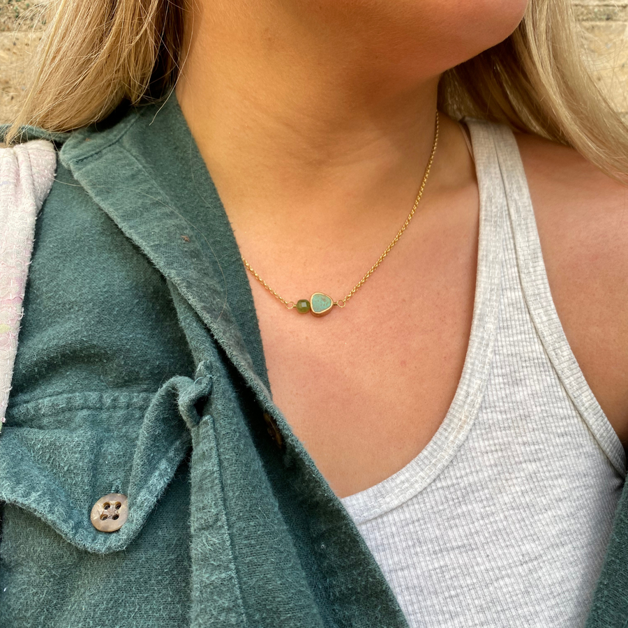 Triangle Turquoise Gold Vermeil Necklace | Stone Cubes