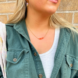 Colorful Stone Cube Matte Gold Chain Necklace