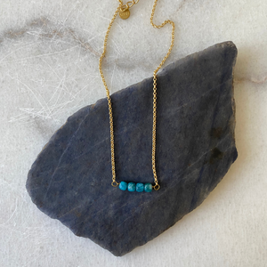 Colorful Stone Cube Matte Gold Chain Necklace