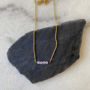 Colorful Stone Cube Matte Gold Chain Necklace