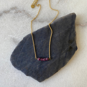 Colorful Stone Cube Matte Gold Chain Necklace