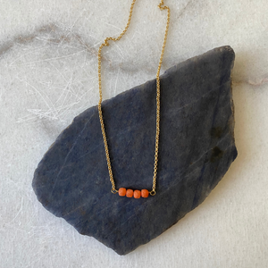 Colorful Stone Cube Matte Gold Chain Necklace