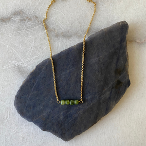 Colorful Stone Cube Matte Gold Chain Necklace
