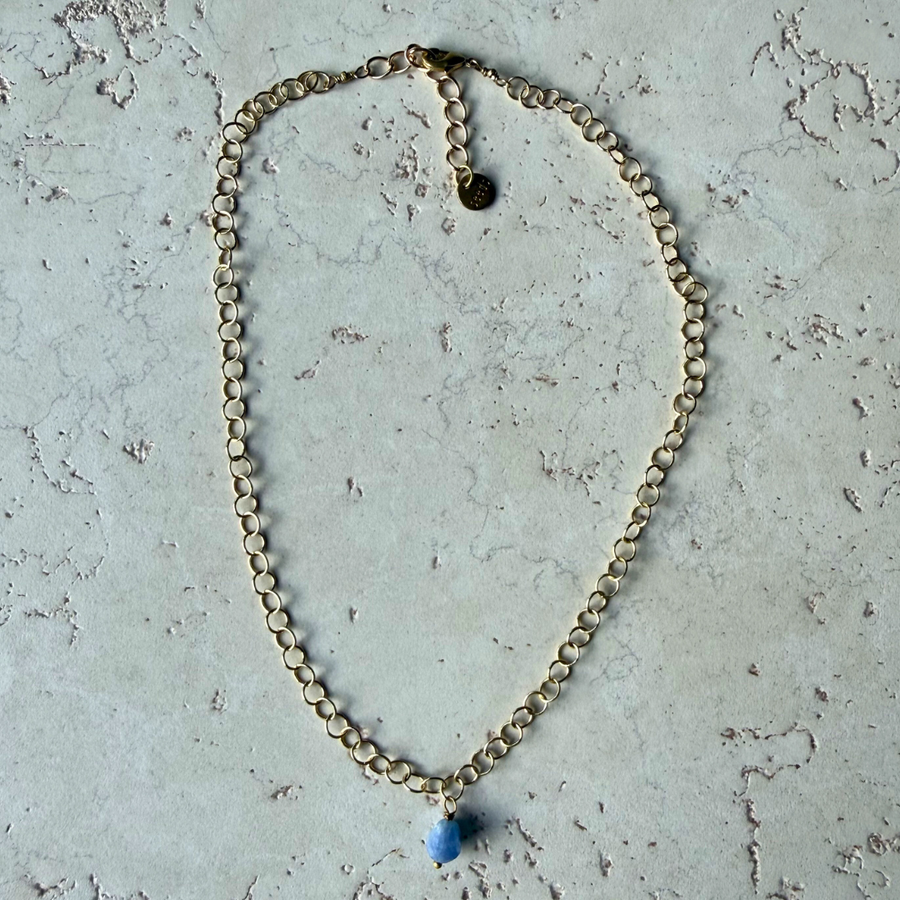 Hex Natural Stone Nugget Necklace – Gold Circle Chain