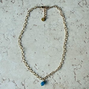 Hex Natural Stone Nugget Necklace – Gold Circle Chain