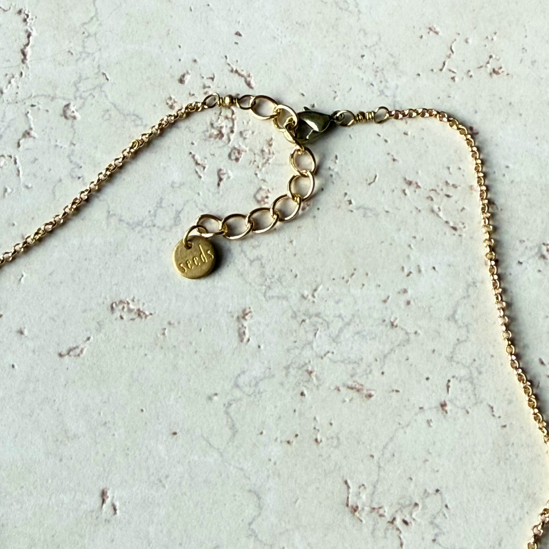 Hex Gemstone Bar Necklace – Gold Chain - Colorful Stone