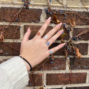 Silver Abstract Stone Rings Moonstone, Kyanite