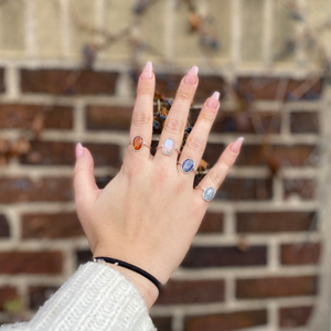 Silver Abstract Stone Rings Moonstone, Kyanite