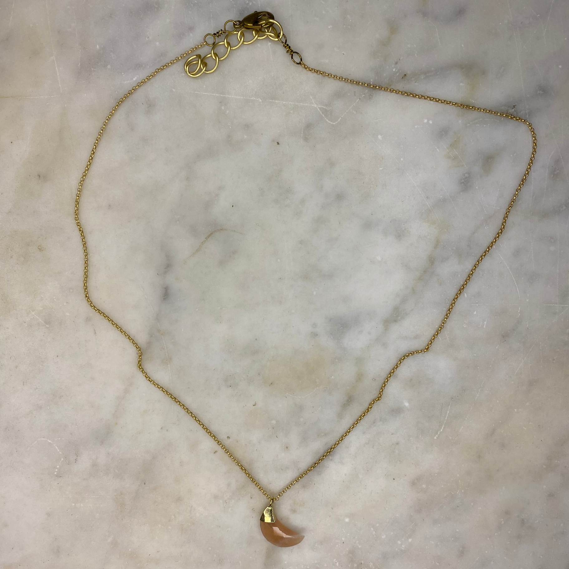 Crescent Moon Stone | Matte Gold Chain Necklace Gold Vermeil