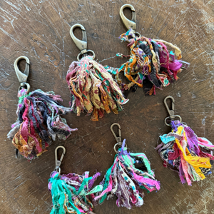 Recycled Sari Tassel Bag Charms / Keychains