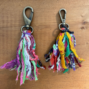 Recycled Sari Tassel Bag Charms / Keychains
