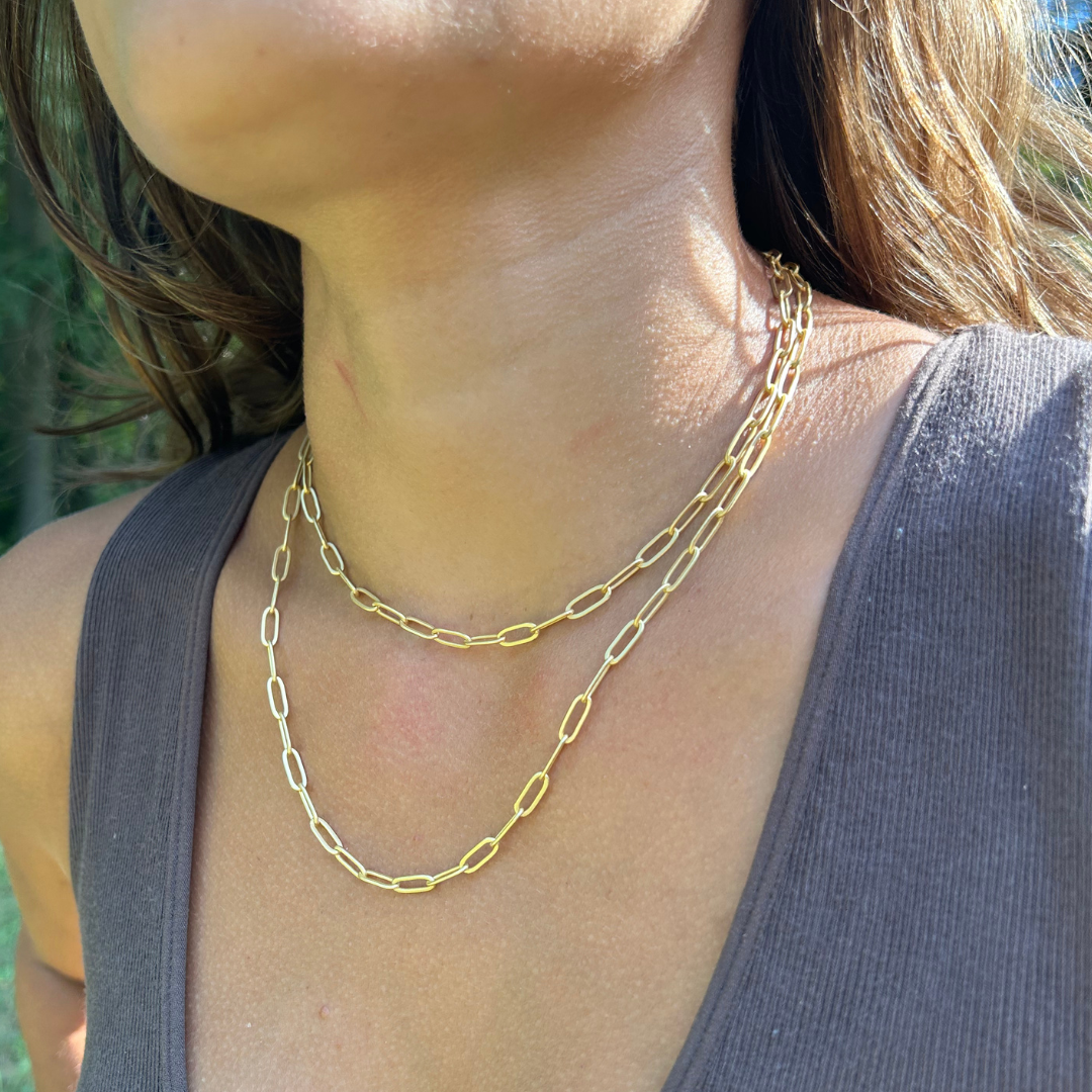 Real Gold Paper Clip M Necklace 1320 (45 C.M) CH1154 – Gold Zone Jewelry