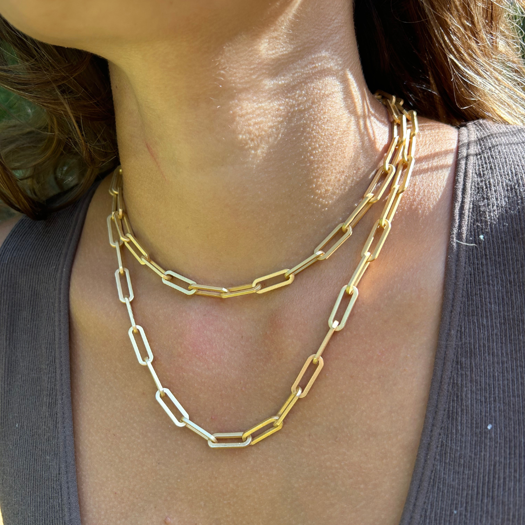 Matte Gold Heavy Paperclip Chain Necklace - Seeds Jewelry