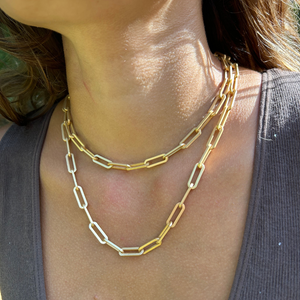 Matte Gold Heavy Paperclip Chain Necklace