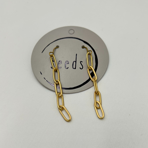 Paperclip Chain Gold Link Dangle Earrings