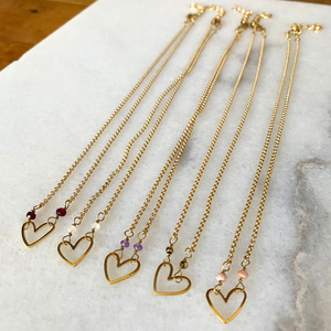 Matte Gold Heart Necklace