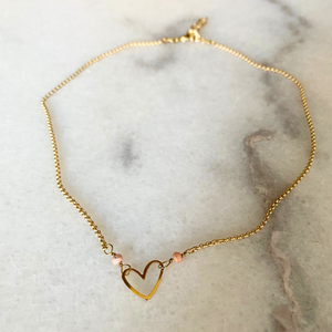 Matte Gold Heart Necklace