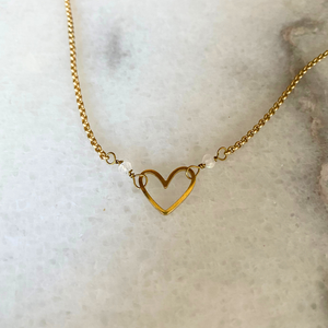 Matte Gold Heart Necklace