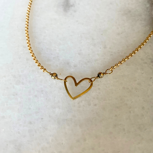 Matte Gold Heart Necklace