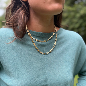 Matte Gold Heavy Paperclip Chain Necklace