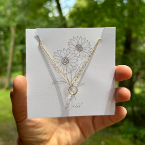 Birthstone Matte Gold Chain Necklace | Birth Flower Cards