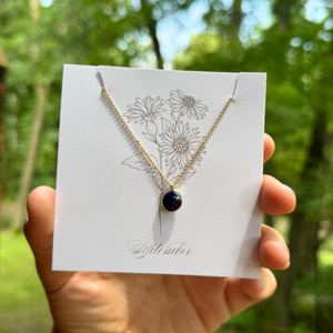 Birthstone Matte Gold Chain Necklace | Birth Flower Cards