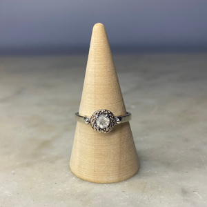 Dot Banded Sterling Silver Stone Ring