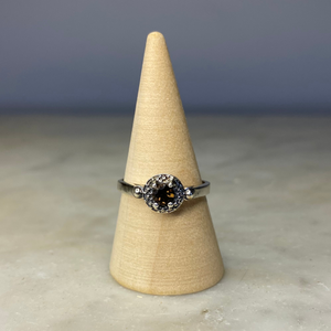 Dot Banded Sterling Silver Stone Ring