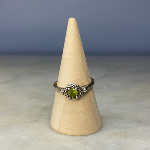 Dot Banded Sterling Silver Stone Ring