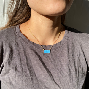 Druzy Agate Rectangle Bar Gold Vermeil Matte Gold Necklace